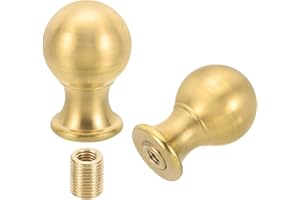 PATIKIL 25 x 37.5mm Lamp Finials Caps Knob, 2 Set Solid Brass Lamp Shade Top Decoration Screw Cap Nuts with Brass Reducing Ad