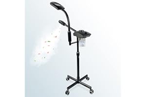 KINGSTEAM Professional Facial Steamer, 2 in 1 Ozone Facial Steamer on Wheels with 3X Magnifying Lamp, Hot Mist Steam Machine with Time Preset Function for Face Spa, Home, Aromatherapy and Skin Clinic