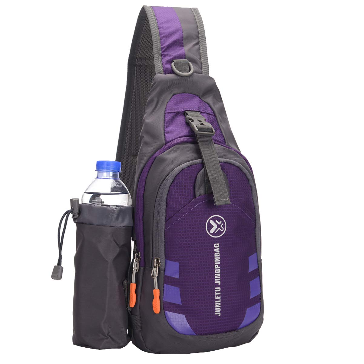 VALICLUD Men Shoulder Bag Waterproof Chest Pack Crossbody Bag with Detachable Bottle Pouch-Purple