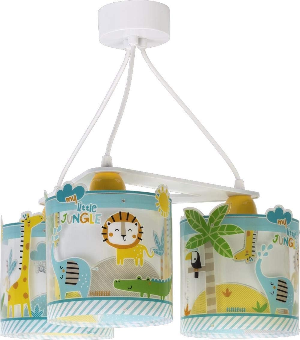 Dalber My Little Jungle Jungle Animal Ceiling Lamp 3 Lights, E27, Multicoloured