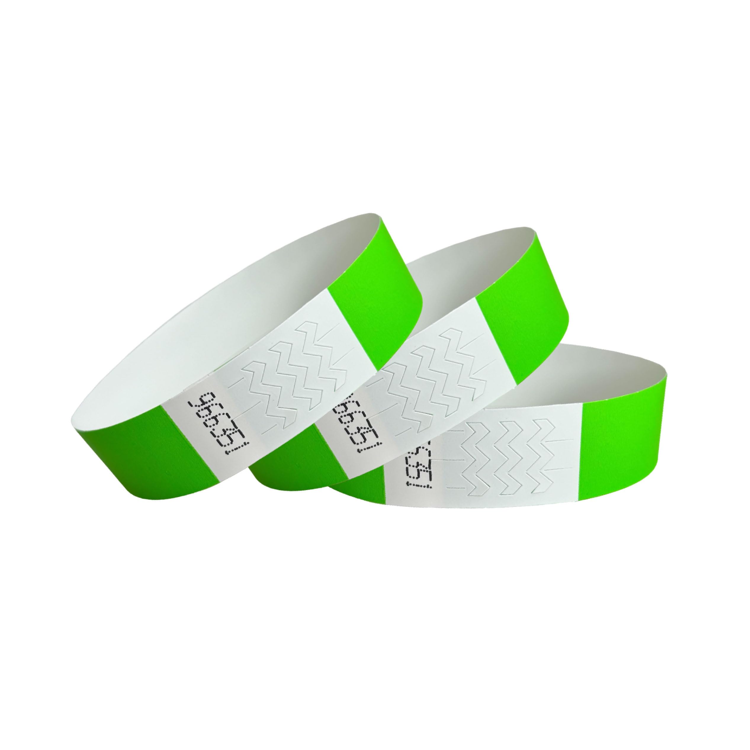 CINTAPUNTO® Pack of 200 Neon Green Wristbands 3/4 inch (19x250mm), Cinta® Premium Neon Wristband, Entry Bands for Events Arm Bands Party Secure Wristbands for Clubs, Concert