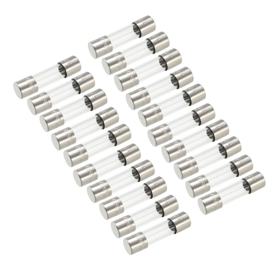 sourcing map Slow Blow Glass Cartridge Fuse Tube Time Delay Fuse 5mm x 20mm 250V 2A 20Pcs