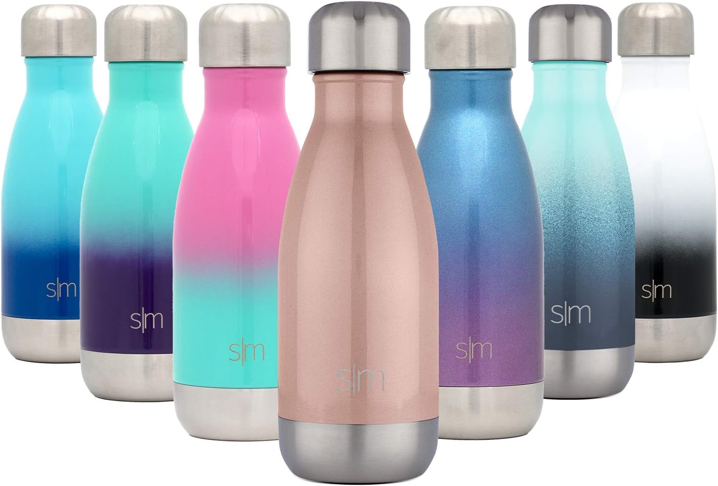 Simple Modern 9 Ounce Wave Water Bottle - Vacuum Insulated Stainless Steel Flask - Double Wall - Leakproof Kids -Rose Gold