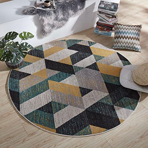 Round Carpet Non-slip Rug Living Room Bedroom Sofa Study Wardrobe Rug Foot Pad Office Computer Desk and Chair Cushion Area Rug (Color : #2, Size : Round 100cm)