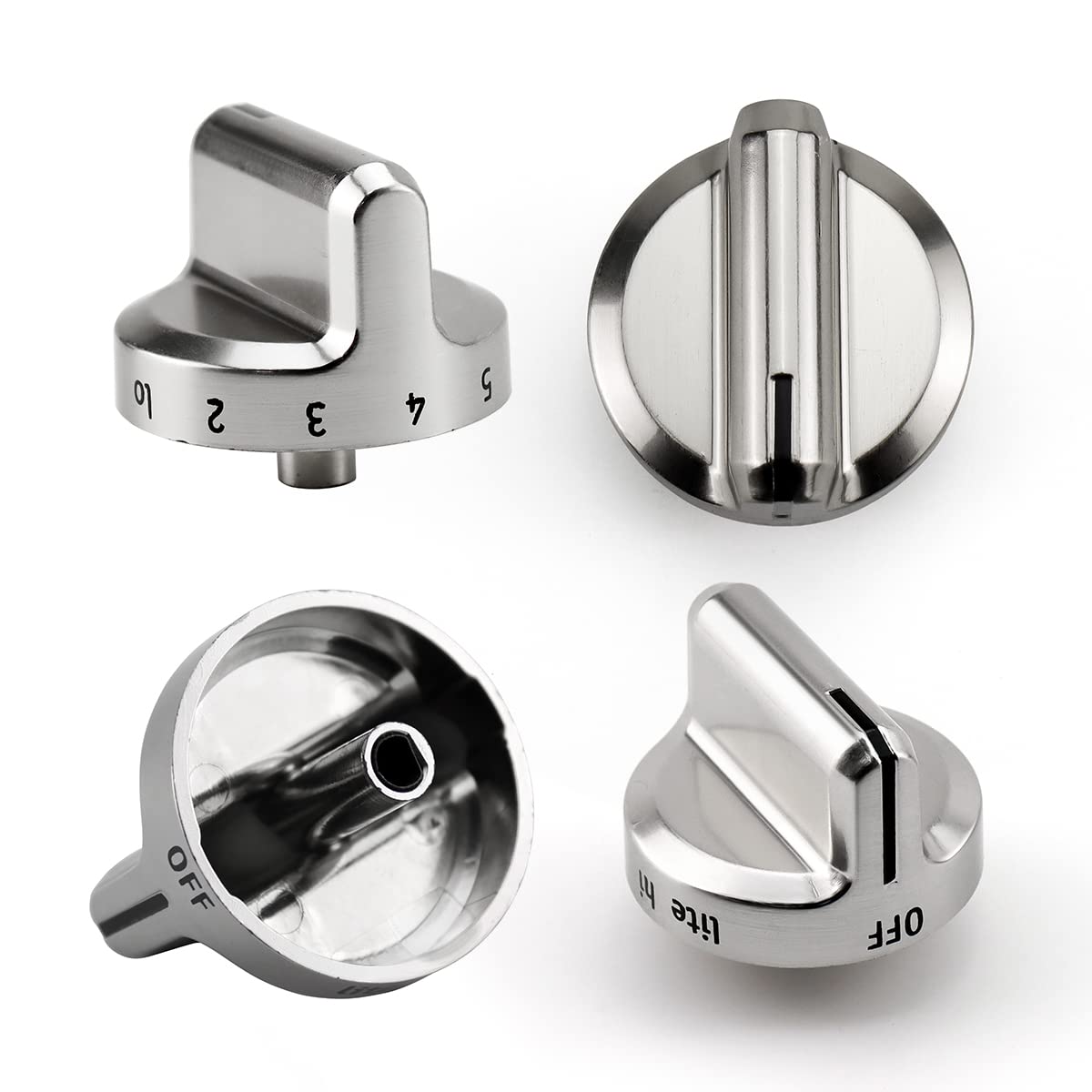 Photo 1 of Funmit 5304502763 Range Control Knob Replacement for Frigidaire Stove Replaces PS11724147 AP5984069 EAP11724147 4279473, D Shaped Shaft with Metal Insert, Silver Plastic, 4 Pack