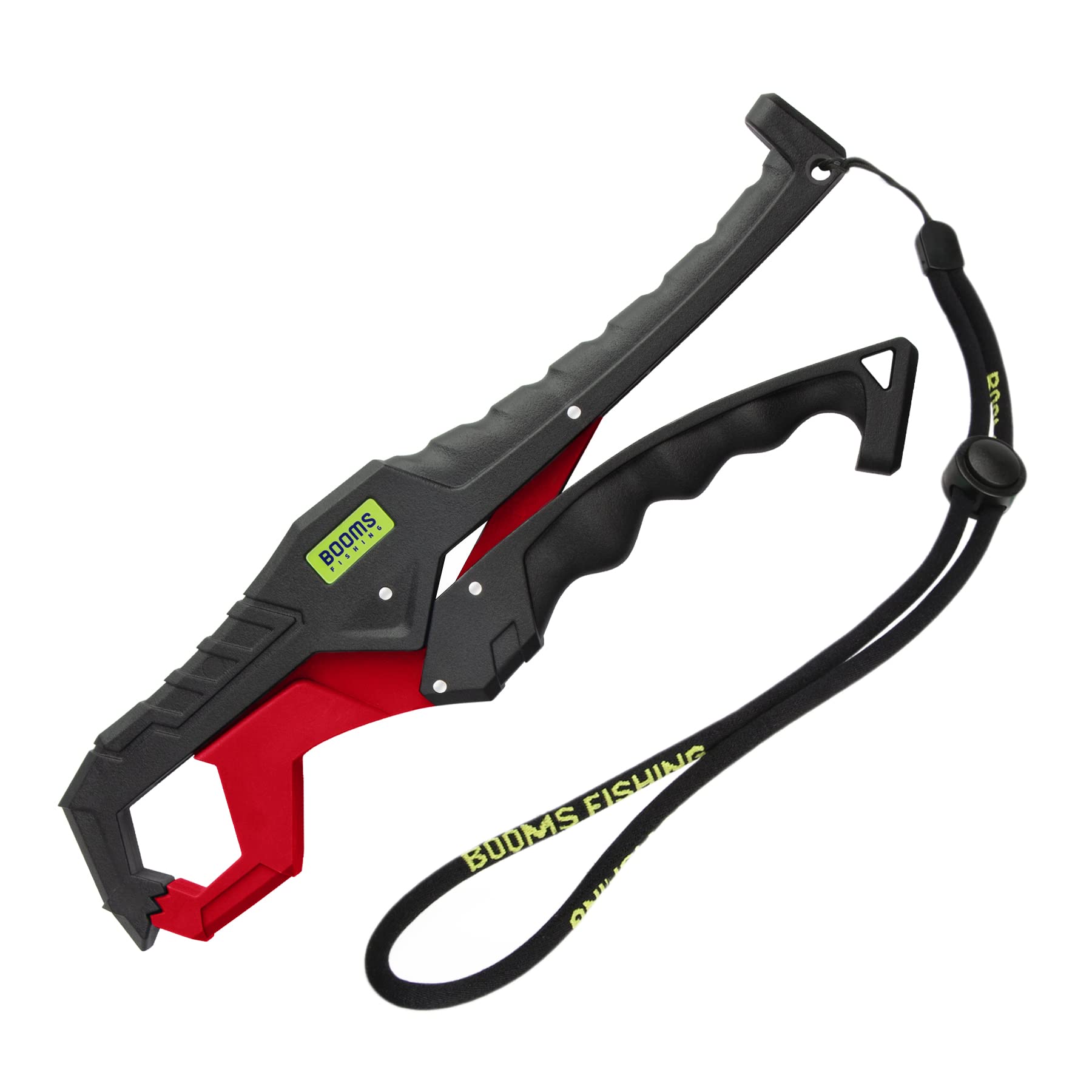 Booms Fishing G05 Fish Lip Gripper Saltwater, 9.4" Plastic Catfish Grippers Pliers, Fish Grabber Tool with Lanyard, Fish Grips for Kayak Fishing Accessories, Great Fish Holder for Caught Fish, Red