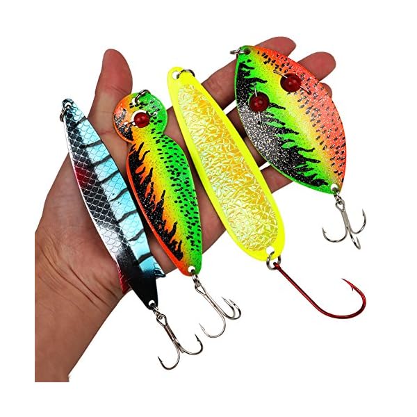 YONGZHI-589inch-Metal-Fishing-Spoons-LuresSaltwater-Hard-Spinners-Casting-Sinking-Lures-for-Northern-Pike-Salmon-Walleye-and-Largemouth-BassPack-of-4