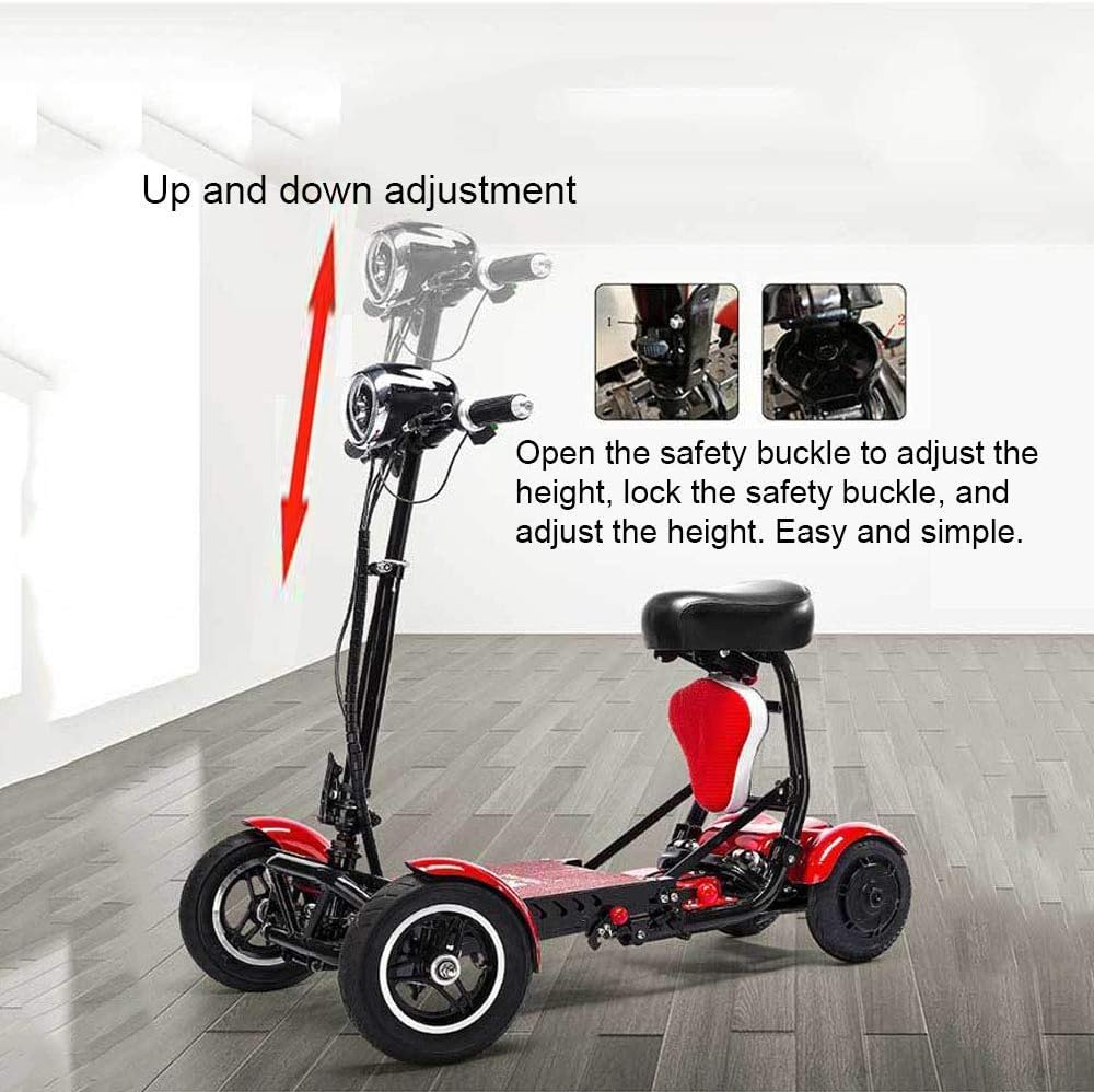 Foldable Lightweight Power Mobility Scooter Wheelchair Multi Terrain Easy Travel Electric Mobility Scooter for Adults with Child Seat (Red): Health & Personal Care