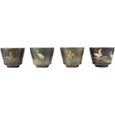Aqur2020 Baked Tea Cup Ceramic Kungfu Teaware Golden Drinkware Set for Gift Retro Chinese Teacups (Four Seasons)