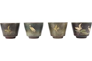 4pcs Japanese Style Tea Cup, Kiln Baked Tea Cup, Japanese Style Ceramic Kiln Baked 3.4oz. Set, Retro Cafe Retro