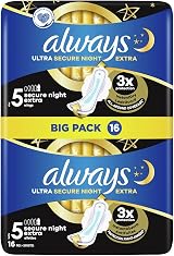 Always Ultra Secure Night Extra With Wings Sanitary Pads 16x