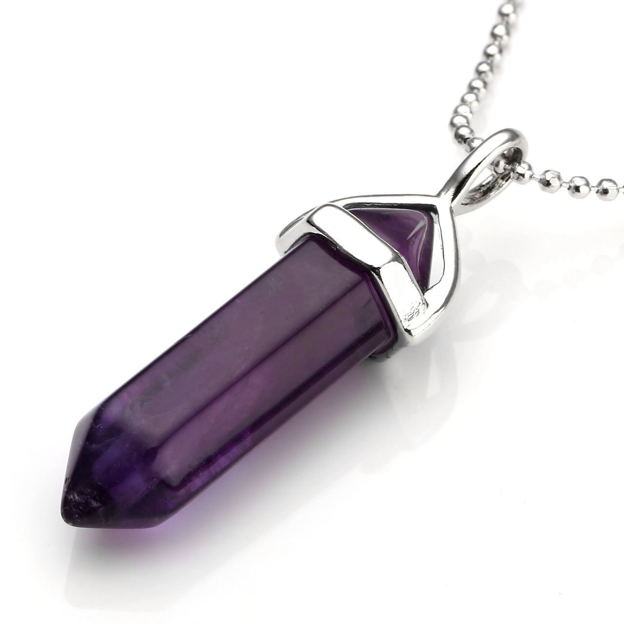 JSDDE Natural Amethyst Crystal Reiki Healing Crystal Pendant Necklace For Womens Girls, Valentine\'s Gift