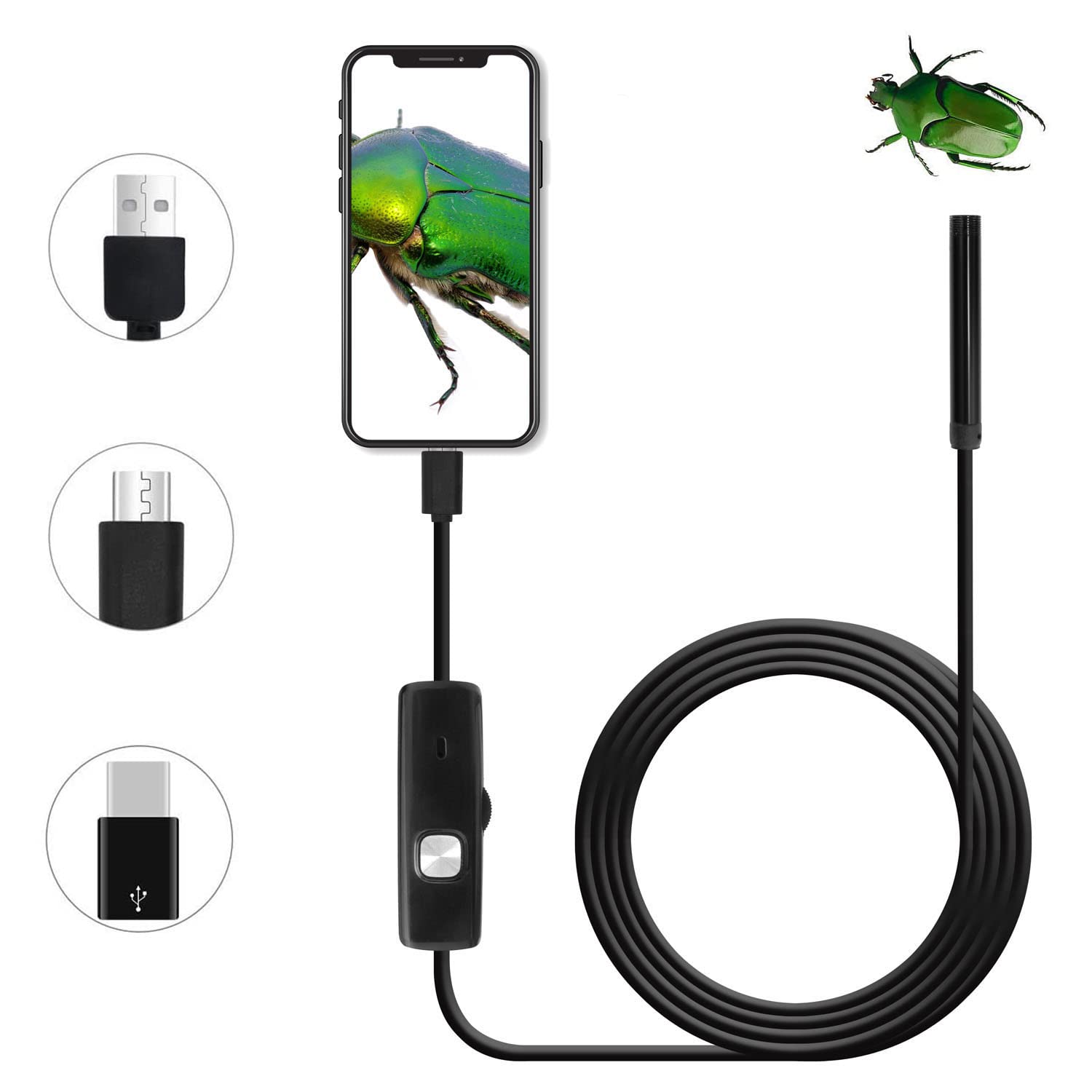QiCheng & LYS Inspection Camera Endoscope,USB Endoscope 5.5mm for Android Mobile Phone Tablet PC Desktop Computer,Waterproof HD Borescope (2m)