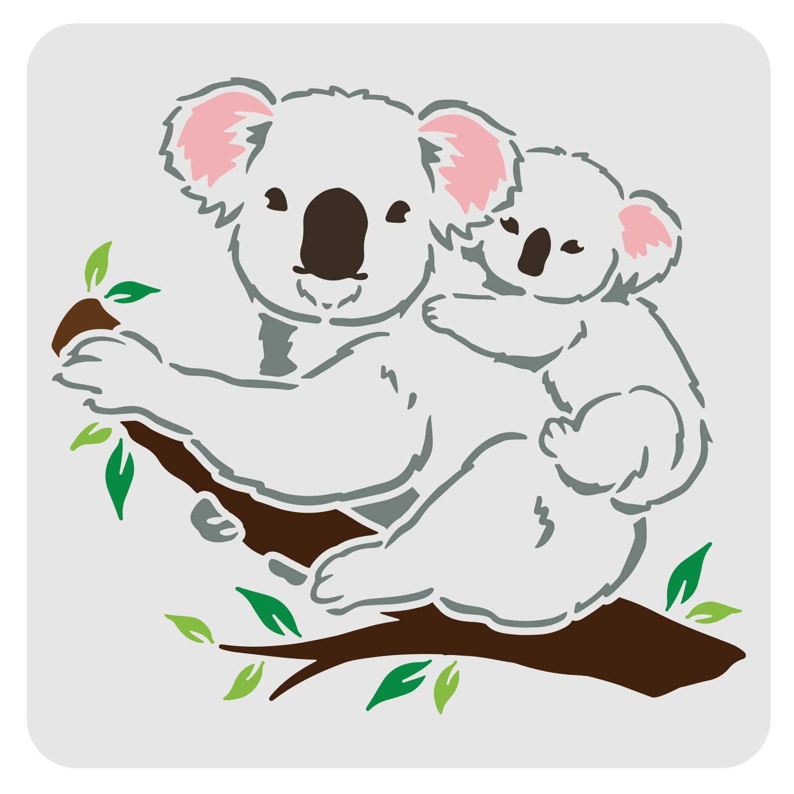 FINGERINSPIRE Koala Bear Stencil 30x30cm Reusable Koalas on Tree Stencils Koala Bear Airbrush Stencil Animal Stencils for Painting on Wood, Floor, Furniture, Wall and Paper