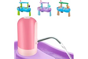 Infowush Powerful Water Table Pump, Battery Powered Water Pump for Water Table 3 Hours Non-Stop Fun Portable Summer Outdoor Sand/Water Table Toys Water Play Table Accessories for Toddlers Kids（Pink）