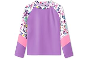 BesserBay Girls Rash Guard UPF 50+ Quick-Dry Tropical Raglan Long Sleeve Swim Shirt 4-14 Years