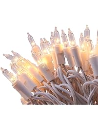 LIDORE 100 Counts Super Bright Clear Mini Christmas tree Lights. White Wire Best Gift for Decoration. End to End Connection. Set of 100