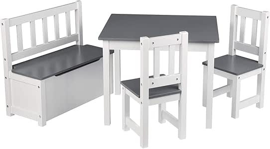 WOLTU 4 uds. Grupo de Asientos para Niños Mesa con 2 Sillas y 1 Banco