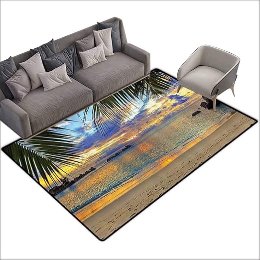 Amazon Com Bathroom Floor Mats Seaside Decor Collection Sunset