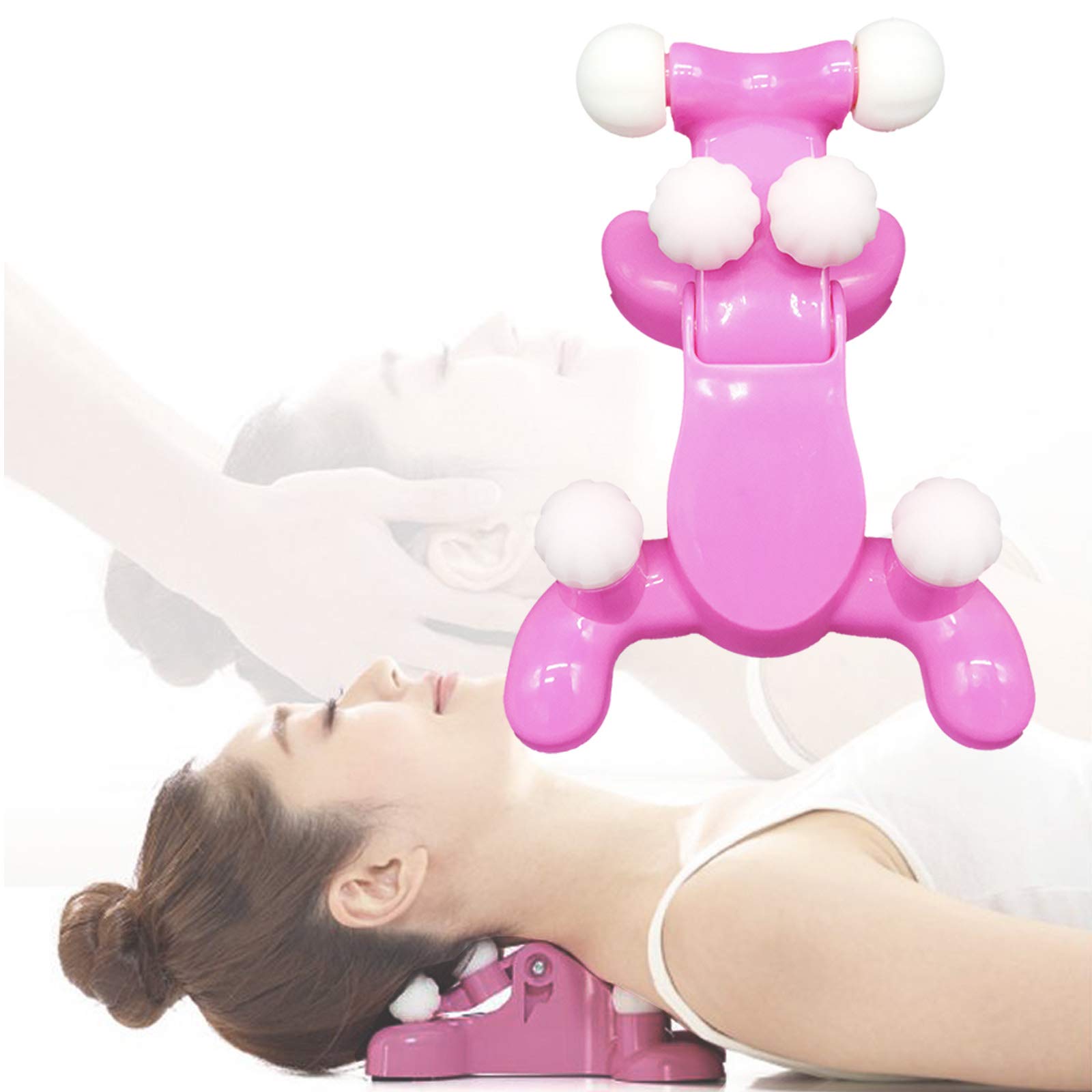 Neck and Head Pain Relief Back Massage Traction Device Support Relaxer,Cervical Spine Alignment Chiropractic Pillow,6 Trigger Point Therapy,Improved Mobility