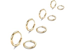YESTEEL 316L Surgical Steel Hoop Earrings, 6mm-20mm Huggie Hoop Earrings Men Hypoallergenic, Small Sleeper Mens Hoop Earrings Cartilage Earrings for Women 20G 18G