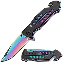 その他 flick knife Rainbow Foil Slim Metallic Rainbow Pocket Knife - Ice Imports