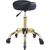 Towning Saddle Stool with Wheels Super Silent and Smooth, Rolling Salon Stool Chair with Thick Comfortable Seat Padding, Adjustable Saddle Chair for Hair Stylist Massage Dental Office Home