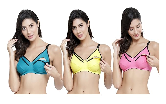 Womens Breastfeeding Nursing Maternity (Breast Feeding Bra) Full Cup Hosiery Cotton Blend Bra