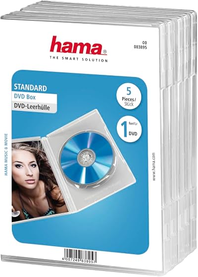 Hama CD/DVD Cases 5-Pack with Booklet Holder Clear Hinged Box Set