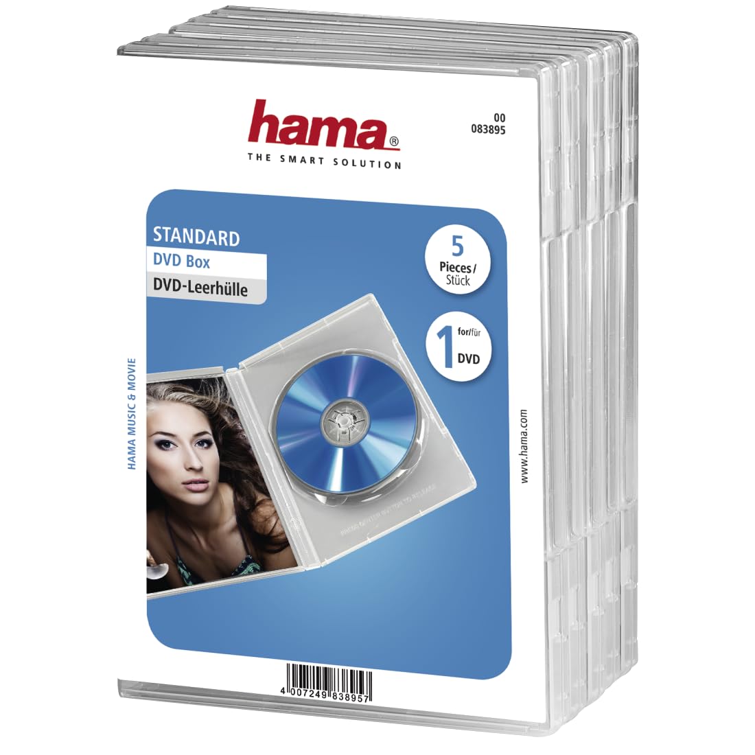 Hama CD/DVD Cases | 5 Pieces Per Pack | Booklet Holder Inside | Clear