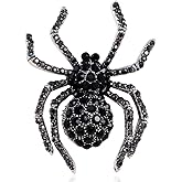SELOVO Black Spider Crystal Rhinestone Gothic Brooch Pin