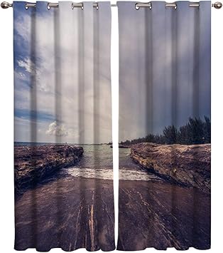 Amazon Com Window Curtains Set Of 2 Island Scenery With Sea View