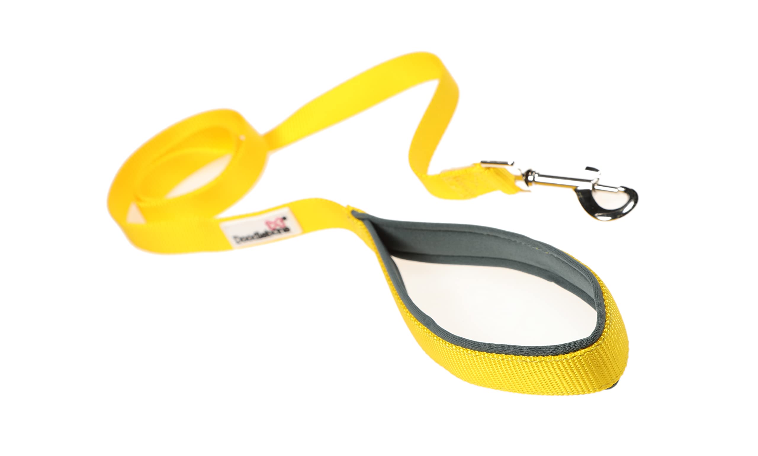 Doodlebone - Padded Dog Lead - Comfortable Dog Leash with Soft Neoprene Padded Handle, Strong Clip, 120cm Length, Machine Washable for Everyday Walks & Training - 20mm - Sunshine