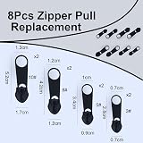 Jc.upin 8Pcs Zipper Pull Replacement Kit, Zinc Alloy UK Zip Pullers view 2