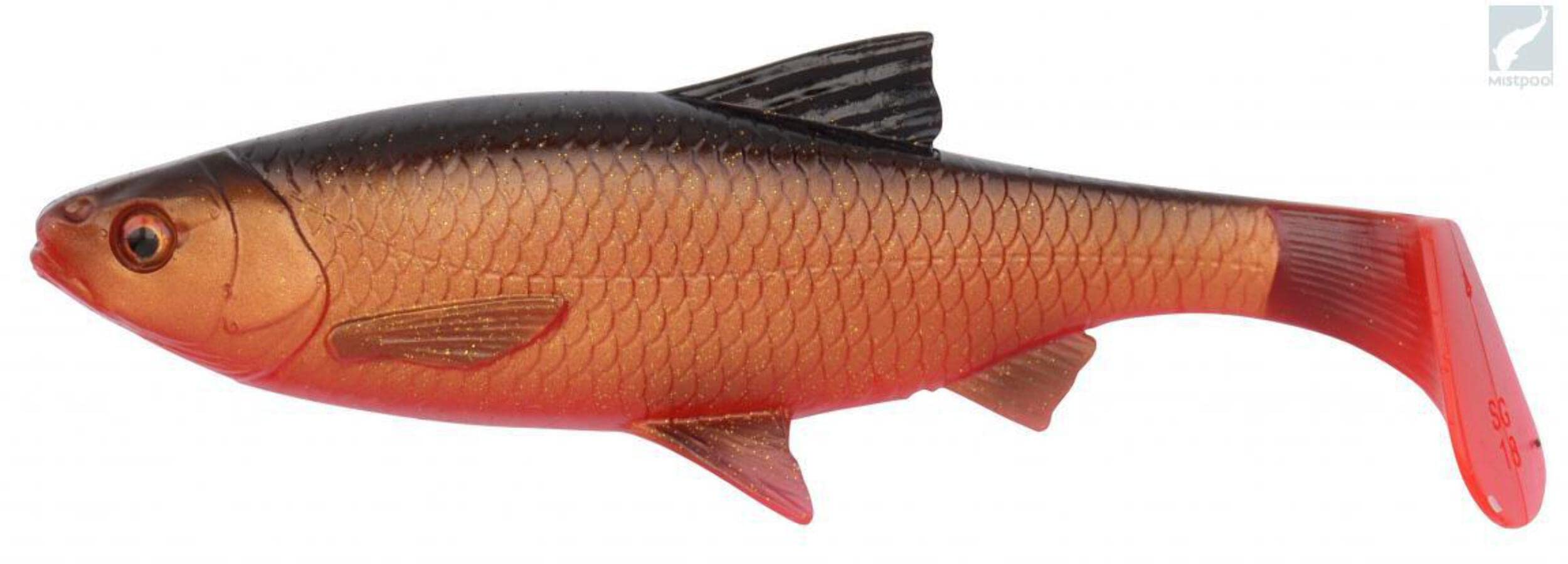 Savage Gear, 3D river roach, 2 rubber fish roach for spin fishing, soft bait for pike fishing, pike lure, rubber shark, swimbait, soft bait, Blood Belly, 22cm - 125g