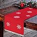 OurWarm Embroidered Christmas Table Runners with White Snowflake, Red Table Runner Table Linens for Christmas Table Decorations 16x72 Inch