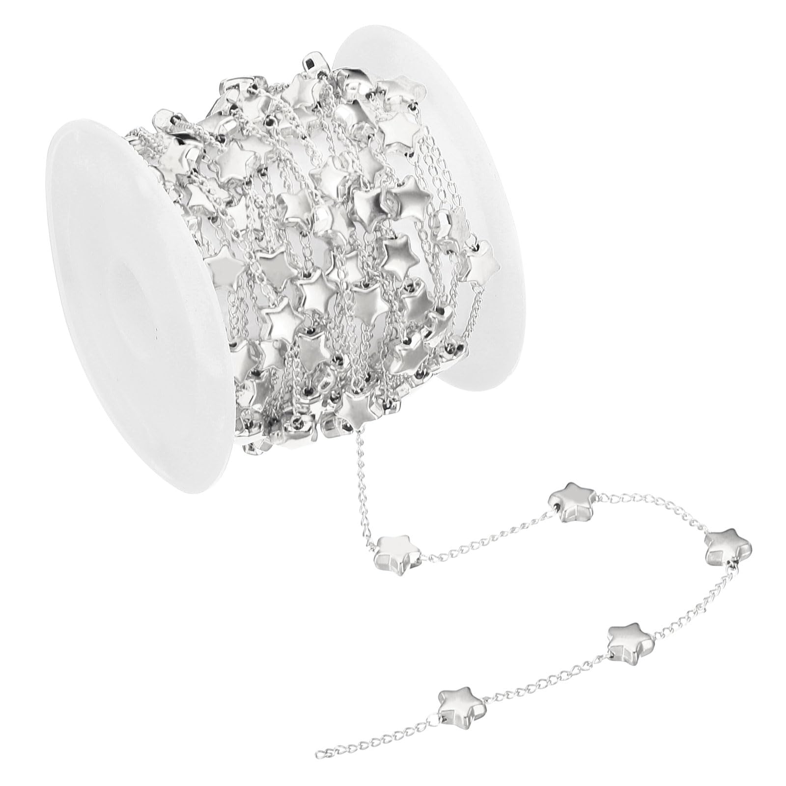 PATIKIL 9.8 Feet Star Beading Chain with Spool, Beaded Chain Link for Jewelry Making DIY Necklace Bracelet Accessories, Silver
