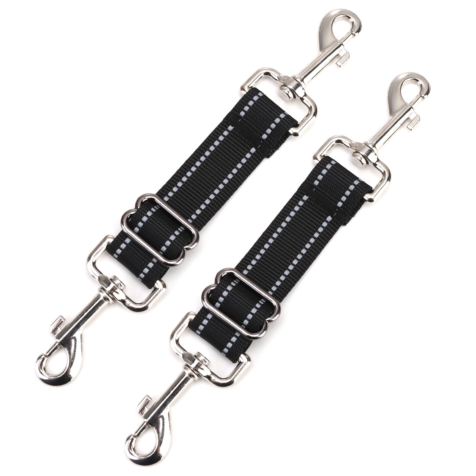 Dog Collar Clip, 2PCS Adjustable Retractable Dog Lead Clips Dog Collar Connector, Collar to Harness Safety Link with Double Ended Backup Clasp Clip for Pets Cats Dog Puppy (Black+Black) — image 1