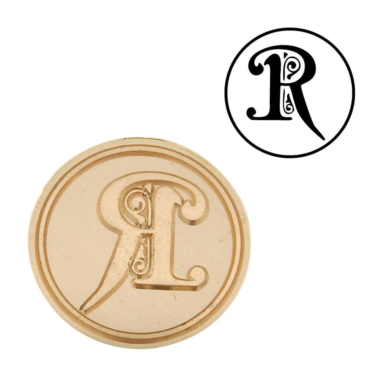 Seal Wax Stamp, Yoption Vintage Retro Brass Head Wooden Handle Gothic Font Letter Initial Sealing Wax Stamp Classic Wax Seal Stamp (R)