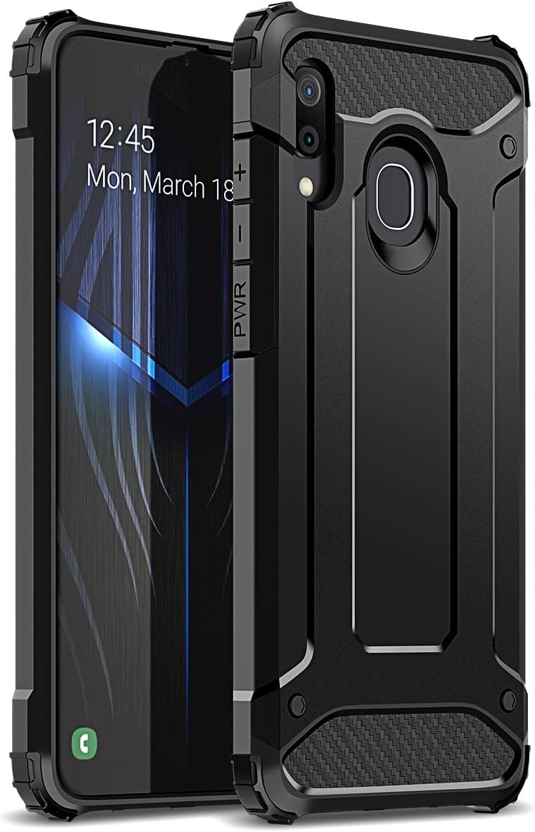 WE LOVE CASE Compatible with Samsung Galaxy A30 Case Shockproof Mobile Phone Sleeve Armor Series PC + Silicone Thin Dual Layer Bumper Protection Case for Samsung Galaxy A30 Black
