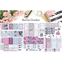 Secret Garden, Planner Calendar Sticker Kit 6 sheets on matte. Erin Corndren and Happy Planner sizes. Kiss cut, just peel and stick.