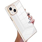 KANGHAR Case Compatible with iPhone 13 Women Girls,Luxury Cute Plating Electroplate Design Case Full-Body Anti-Scratch Shockproof Bumper Protective Cover (White)