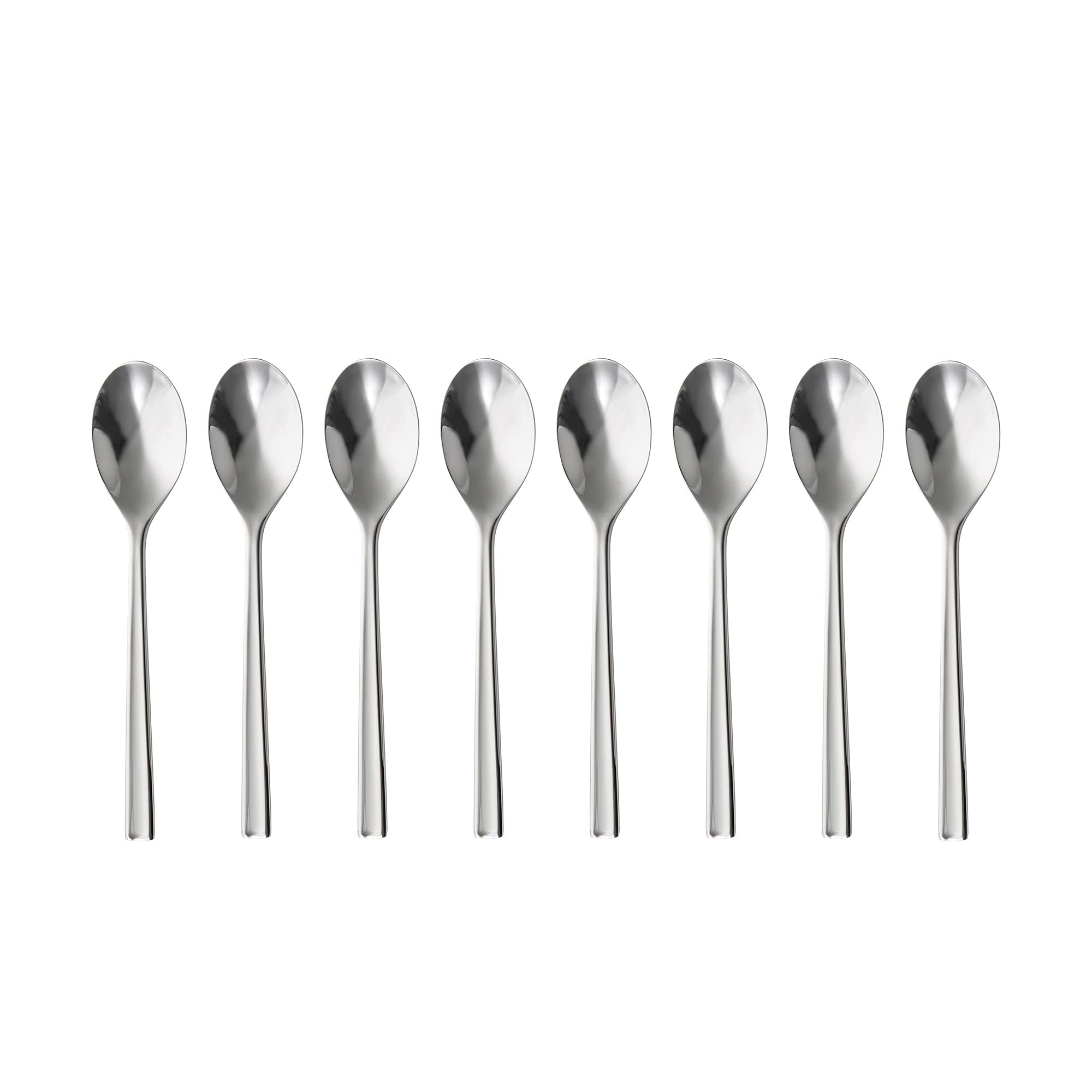 Robert Welch Blockley Bright Small Coffee/Espresso Spoon, Set of 8. Suitable for Espresso, Small Coffee. Made from Stainless Steel. Dishwasher Safe.