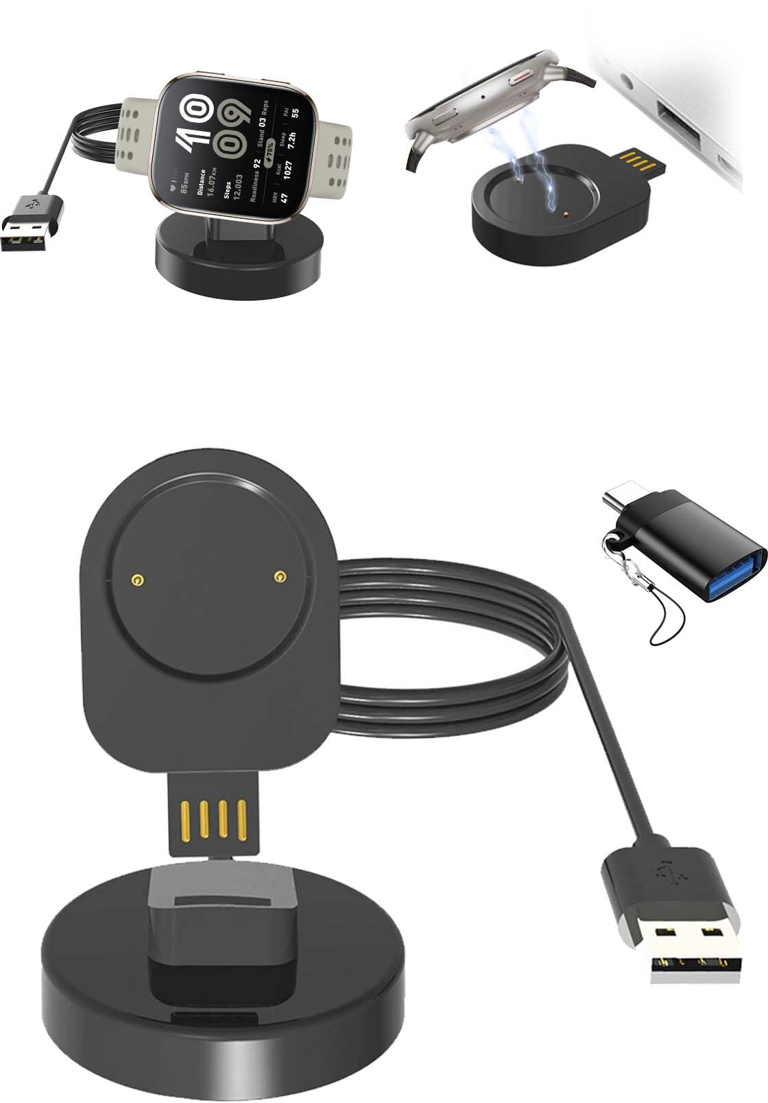 Photo 1 of 2-in-1 Magnetic Charging Dock for Amazfit Active 2 Square/Active 2/Bip 6-Portable Separable Magnetic Charging Dock with USB Charger for Amazfit Active 2 Square/Active 2/Bip 6,Secure Lightweight Design