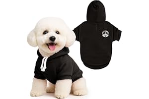 PETCARE Dog Hoodie Sweaters for Small Medium Dogs Cats Cute Soft Warm Fleece Puppy Sweaters Dog Clothes Hoodies Sweatshirt Reflective Fall Winter Chihuahua Yorkie French Bulldog Outfits, Black