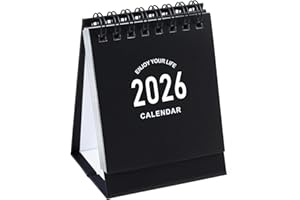 STIAMVD Mini Desk Calendar 2025-2026 - Runs From July 2025 to Dec 2026, Small Standing Desk Calendars with Stickers for Home Office School, 250gsm Thick Paper (Mini Black)