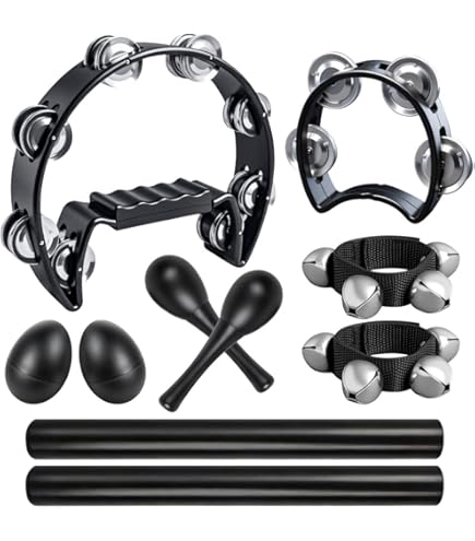 Amazon.com: RhythmTech RT1010 Tambourine, Nickel Jingles, Black