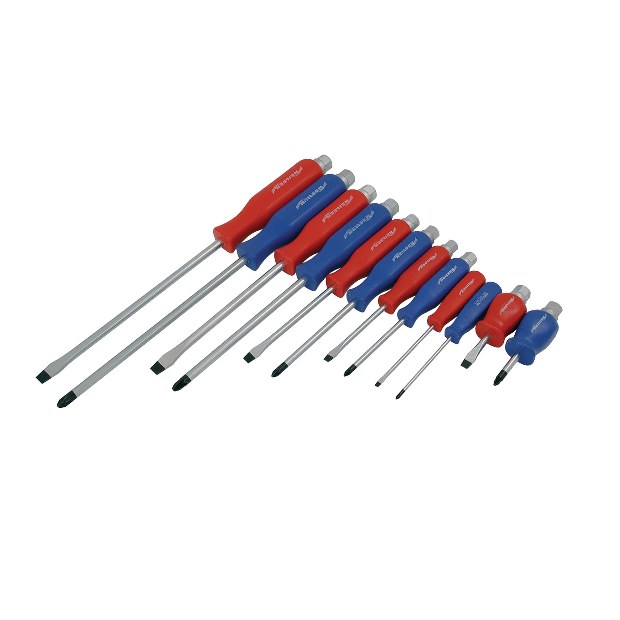 Neilsen CT1506-12pc Pound Thru Screwdriver Set with Slotted and Pozi Drive Sizes, Supplied in Blow Mould Case, Ideal for General Screwdriving Applications