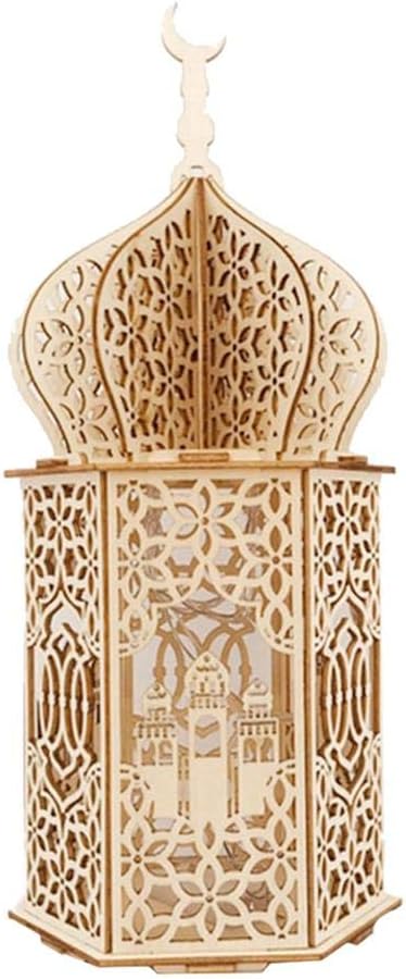 Eid Mubarak Ramadan Hanging Wooden Ornament Decorations,Eid Mubarak Night Light Lamp Wooden Hanging Pendant for Islam Muslim Event Party Celebration