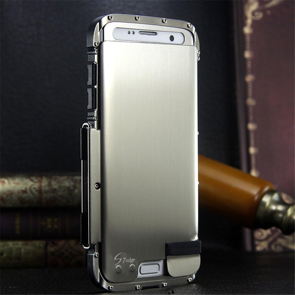 Samsung S7 Edge Case, Lteng Heavy Duty Metal Case Full Body Armor Hybrid Defender Aluminum Metal Protective Case Cover for Samsung Galaxy S7 Edge (king silver)